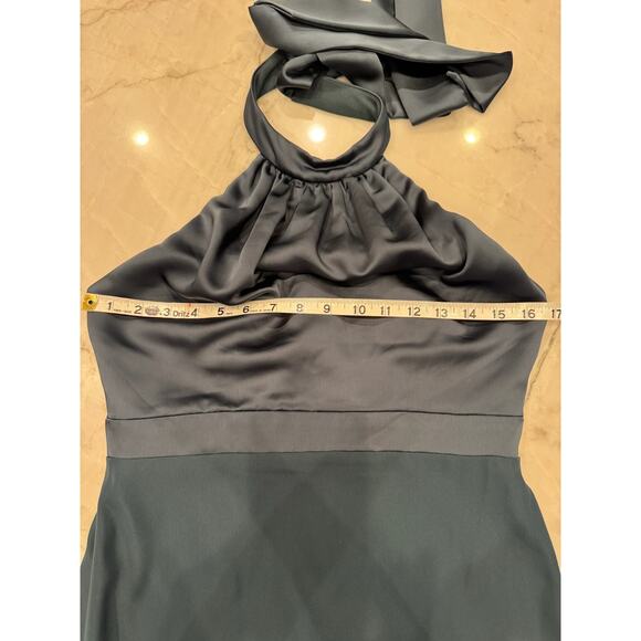 After Six Gown Sz 8 Halter Neck Open Back Floor Length Formal Evening Evergreen - Picture 7 of 12